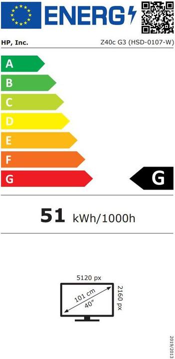 Energy Label HP Z40c G3 (5120 x 2160 pixels, 39.70")