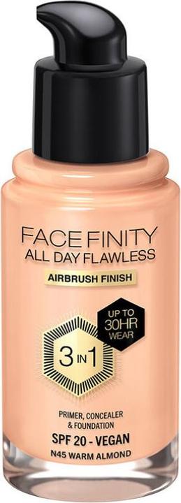 Produktbild Max Factor FACEFINITY All Day Flawless 3in1 Foundation Nr. N45 30ml (N45 Warm Almond)