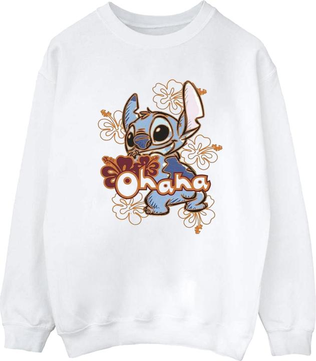 Disney Lilo And Stitch Ohana Orange Hibiscus Sweatshirt (S)