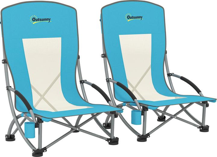 Outsunny Campingstuhl Oxfordstoff, Metall Blau