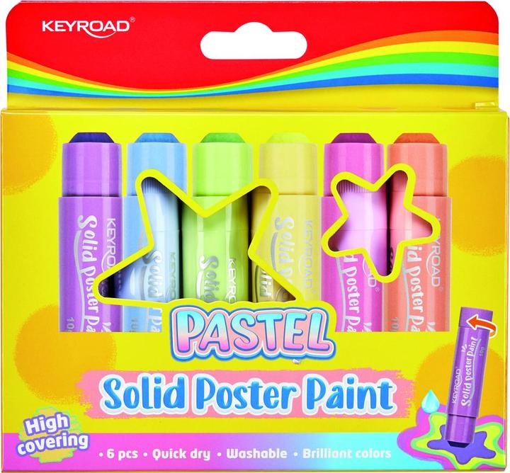 Keyroad poster colours, pens, pastel, 6x10g, box, colour mix (Multicoloured)