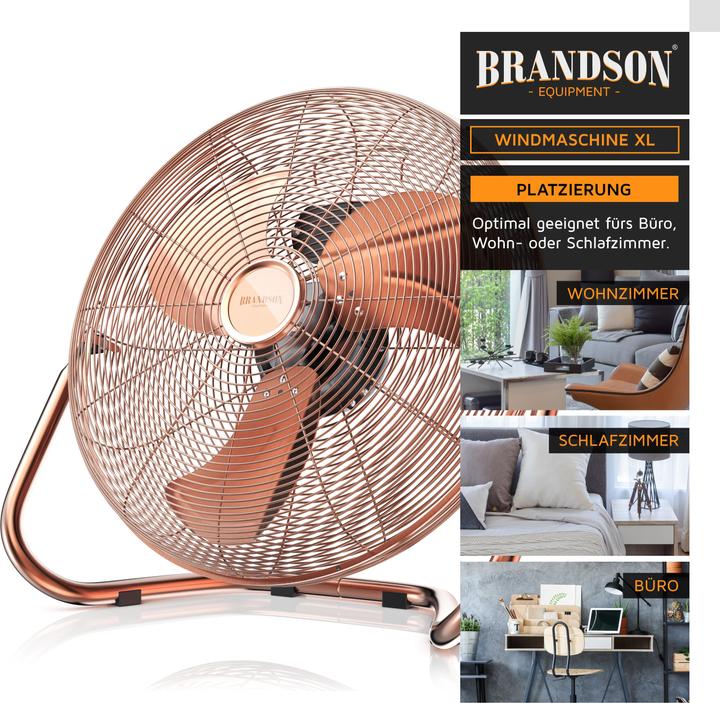 Image du produit Brandson Machine à vent 53,5 cm Ø, ventilateur de sol rétro 200W inclinable, poignée de transport, grand (67 dB)