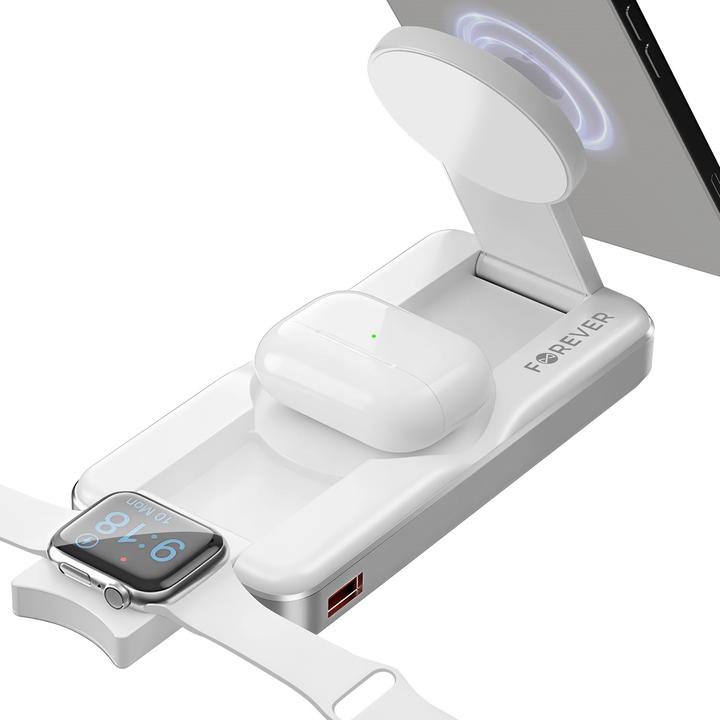 Image du produit Forever banque d'énergie sans fil MATB-300 10000 mAh 3in1 blanc (10000 mAh, 15 W)