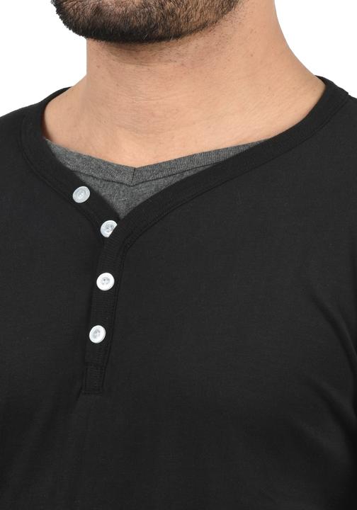 Actual product image Solid Dorian Men's T-Shirt Short Sleeve Shirt Tee With Grandad-Neck (M)