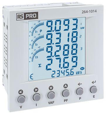 Produktbild Rs Pro Energiemessgerät LCD 31.5mm x 91.5mm / 1, 3-phasig 1 (Impuls) Ausg. 3 x (Stromwandler) 3 x (S