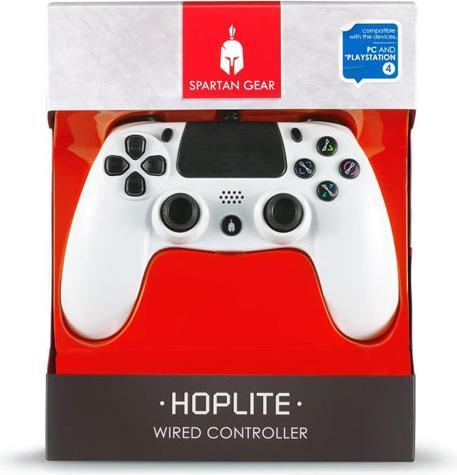 Spartan Gear PS4 Controller Hoplite wired white compatible with PC and PS-4 (PS4, PC)