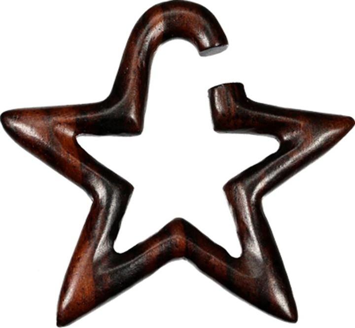 Star Piercing Ohrgewicht Haken Stern aus Narra Holz (ohne Messing, Organisch)