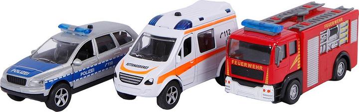 Kids Globe Farming 2 Play Emergency vehicles 3-piece, police car, paramedic, fire truck