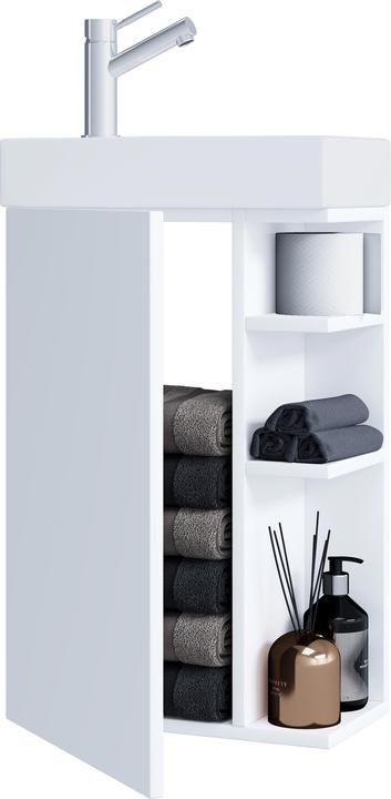 Produktbild VCM 2-tlg Badmöbel Set Gäste WC Gästebad Waschplatz Waschtisch klein schmal Lumia