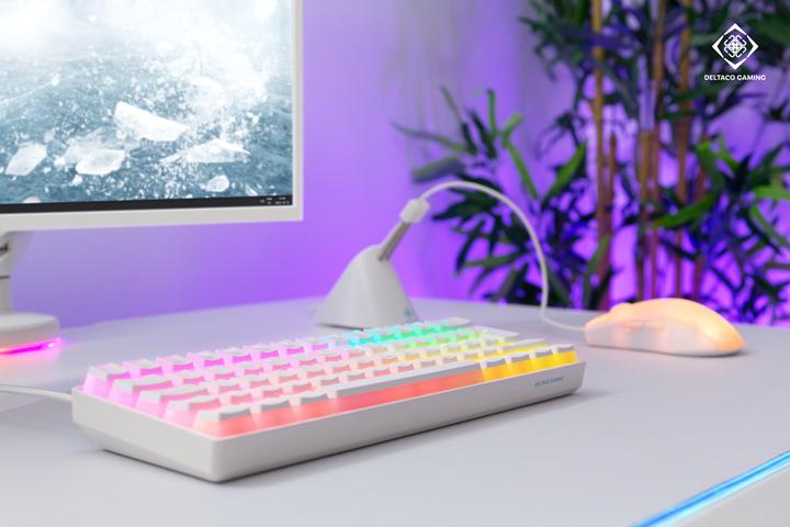 Produktbild Deltaco Mech 60% Keyboard Pudding Keycaps Hot swap RGB - Gaming Tastatur - Hvid (Kabelgebunden)