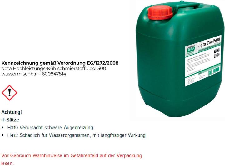 Produktbild Meopta Kühlschmierstoff Cool 500/HE500 wassermischbar OPTA (5000 ml)