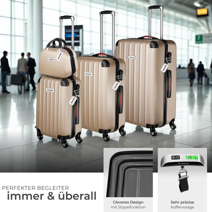 Immagine prodotto tectake Cleo 4 pezzi con bilancia per bagagli (95 l, L (90 - 115l))