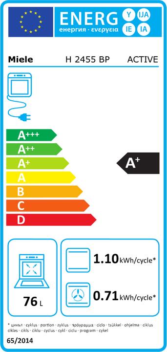 Energie-Label Miele Einbau-Backofen H 2455 BP Obsidianschwarz