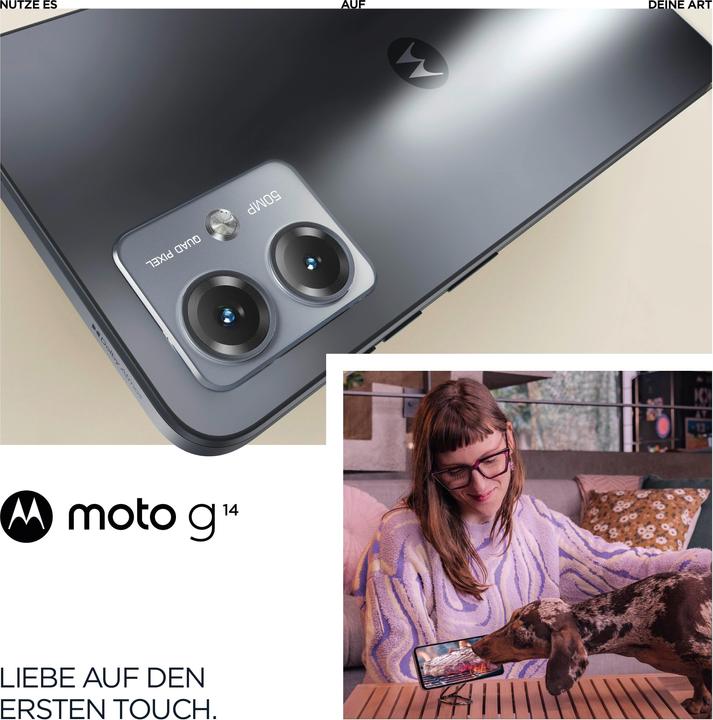 Produktbild Motorola Moto g14 8Gb 256Gb 6,5" Dual (256 GB, Steel Grey, 6.50", Dual SIM, 50 Mpx, 4G)