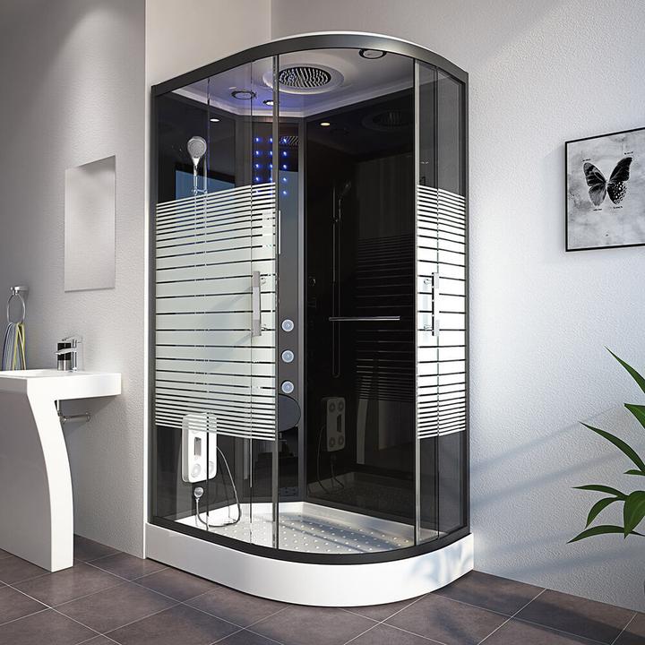 Immagine prodotto Home Deluxe Doccia a vapore con cascata MANTA BLACK XL sauna a vapore, 120x80x220cm - destra