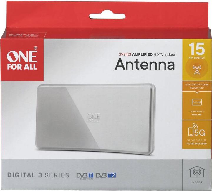 Produktbild One for All DVB-T2 Curved Antenne 5G wht (Flachantenne, 42 dB, DVB-T / -T2, DAB/ DAB+)