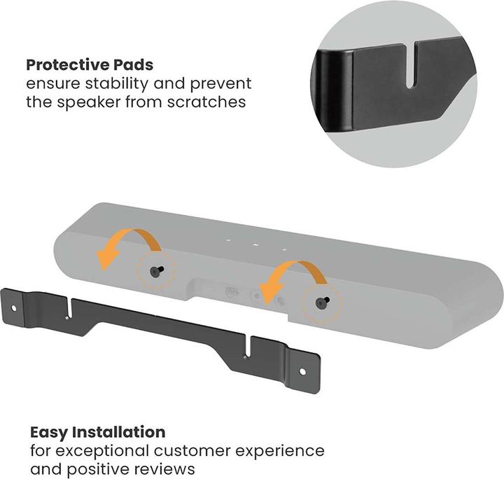 Actual product image Nedis Soundbar Bracket | Compatible with: Sonos® Ray™ | Wall | 2 kg | Fixed | ABS / Steel | Black (1 pcs., Wall installation)