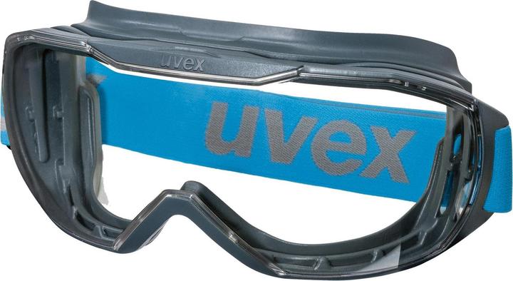 Uvex Safety megasonic goggles, clear visor, grey/blue.