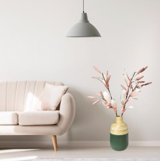 Image du produit Bekos Vase en bambou avec enveloppe extérieure verte (1 x, 20 x 20 x 34 cm)