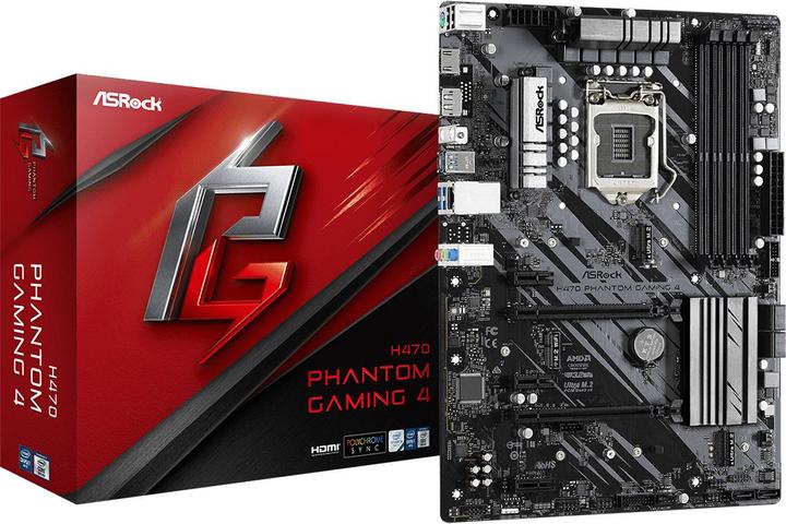 Produktbild AsRock H470 Phantom Gaming 4, Intel H470 Mainboard - Sockel 1200 (LGA 1200, Intel H470, ATX)