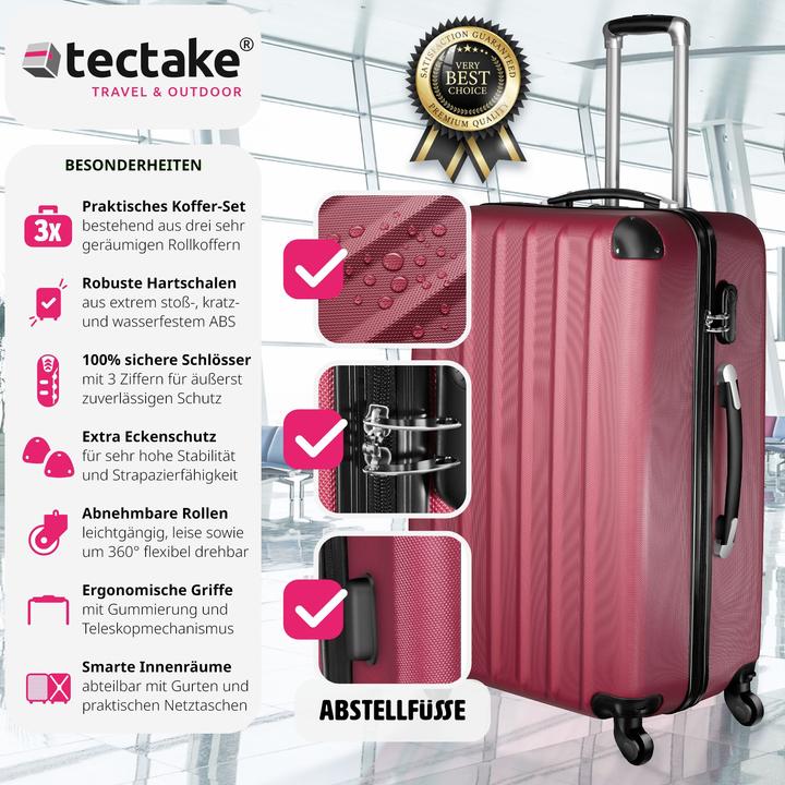 Produktbild tectake Hartschalenkofferset (95 l, M (50 - 90l), L (90 - 115l))