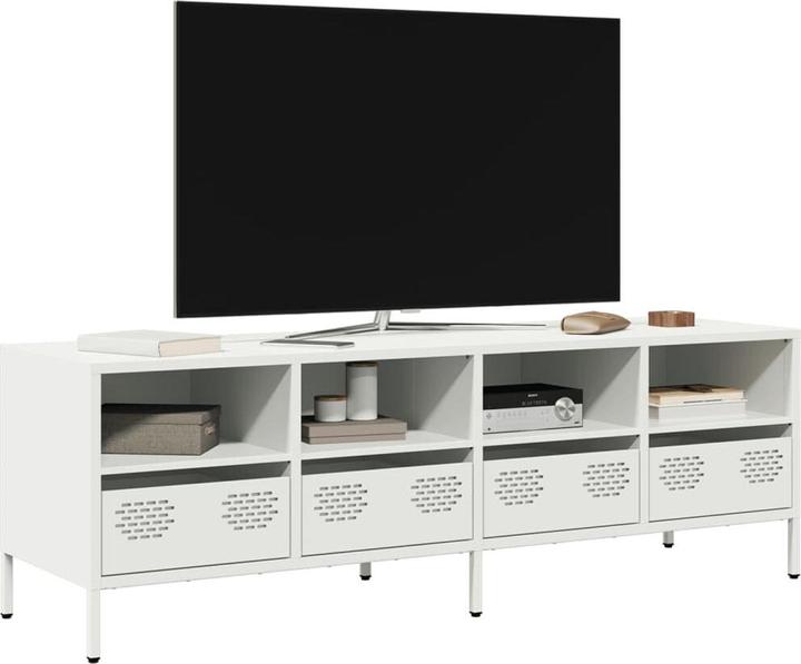 Produktbild VidaXL TV Schrank Lowboard Fernsehschrank Fernsehtisch Weiss Kaltgewalzter Stahl (135 x 39 x 43.5 cm)