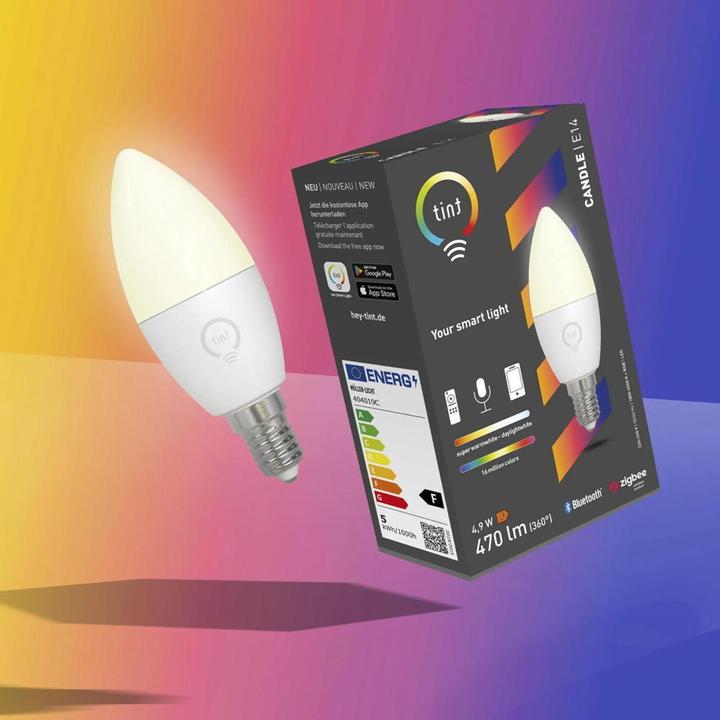Image du produit Müller Licht tint LED lampe bougie dimmable E14/6W(40W) 470 lm 1800- 6500 K blanc chaud- blanc lumière du jour + (E14, 4.90 W, 470 lm, 1 x, F)