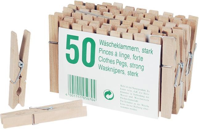 Axentia Wäscheklammern Holz 50Stück