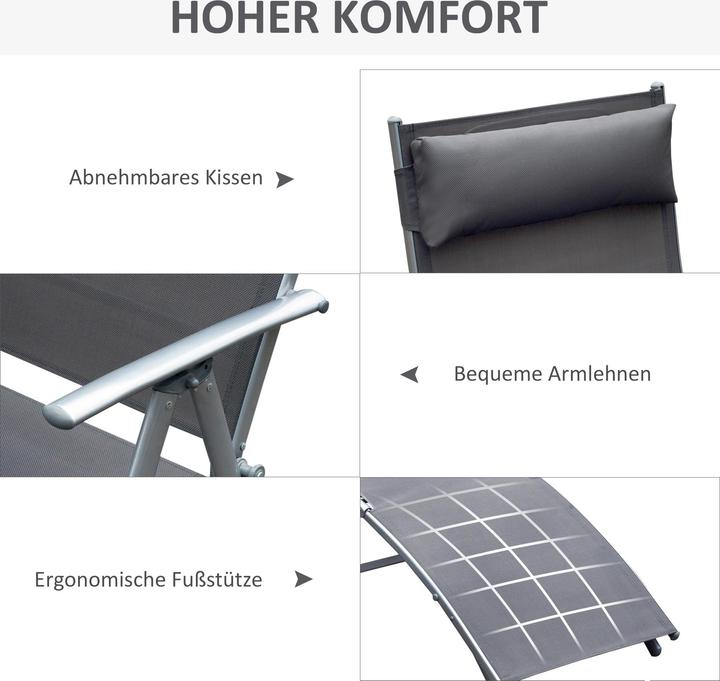 Produktbild Outsunny Gartenliege Metall, Stoff Grau (137 cm)