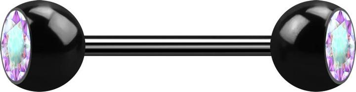 Produktbild Star Piercing Micro Barbell schwarz mit zwei Kugeln Kristall multicolor (ohne Messing, Chirurgenstahl 316L)
