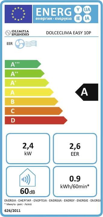 Energy Label Olimpia Splendid Dolceclima Easy 10 P (8189.14 BTU/h)