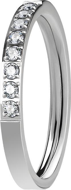 Star Piercing Ring silber mit acht Kristallen (Chirurgenstahl 316L, ohne Messing)