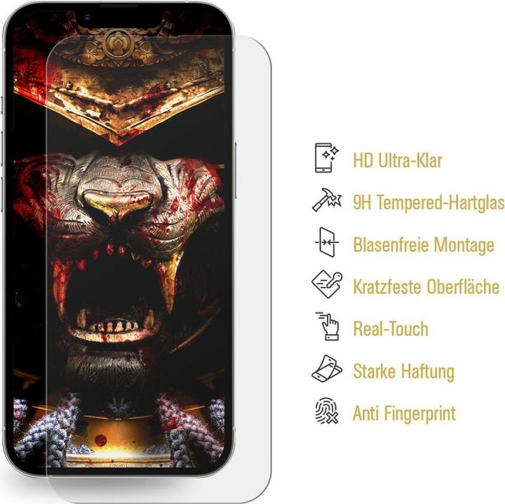 Produktbild Protectorking 1x 3D A++ echtes Tempered 9H Panzerhartglas KLAR (1 Stück, Apple iPhone 14)