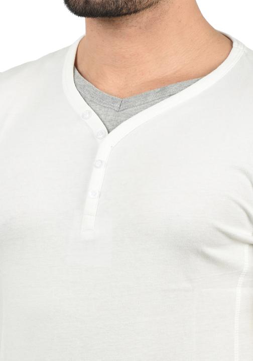 Actual product image Solid Dorian Men's T-Shirt Short Sleeve Shirt Tee With Grandad-Neck (XL)