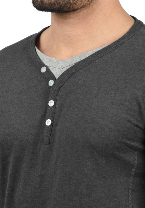 Actual product image Solid Dorian Men's T-Shirt Short Sleeve Shirt Tee With Grandad-Neck (S)