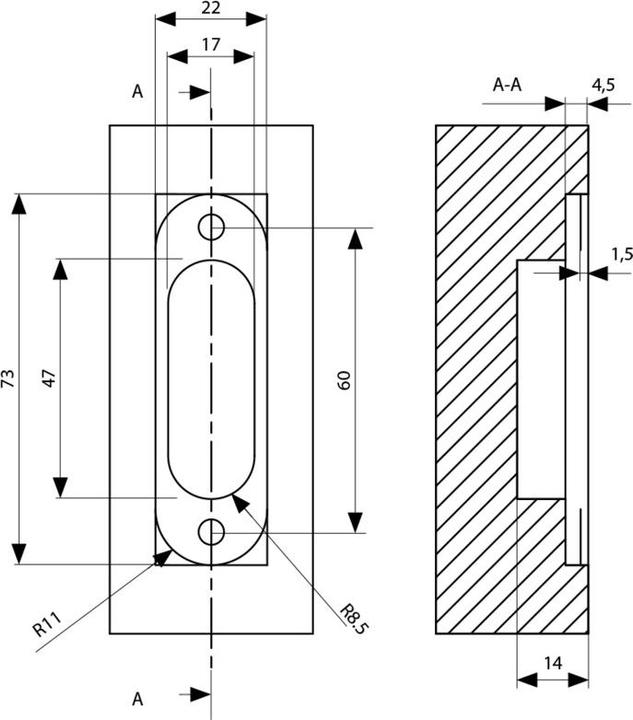 Produktbild Rieffel Türmagnet Magnotica Pro SE, 73 x 22 mm, Abdeckkappe rechteckig, Zamak schwarz