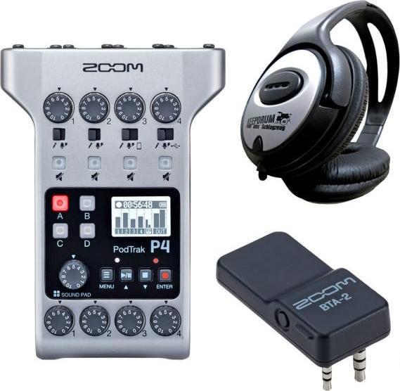 Zoom P4 Podtrak with BTA-2 adapter with headphones (Various)