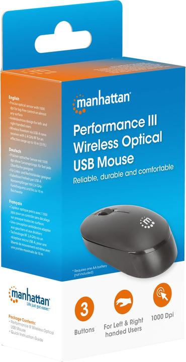 Actual product image Manhattan Performance III Optical Wireless USB Wireless Mouse (Wireless)