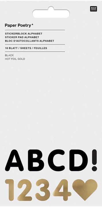 Image du produit Rico Design Bloc d'autocollants "Alphabet", noir/or