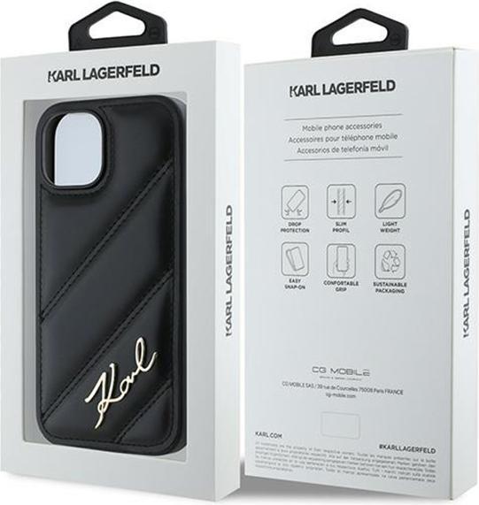 Image du produit Karl Lagerfeld KLHCP13MPQDSMGK iPhone 13 6.1" czarny/black hardcase Diagonal Quilted Script (Apple iPhone 13)