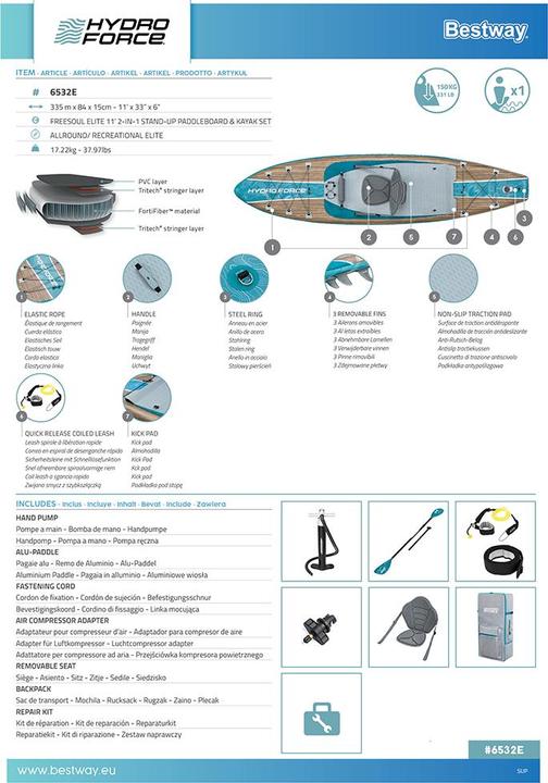 Energy Label Bestway SUP FreeSoul Elite 335 x 84 x15cm (11')