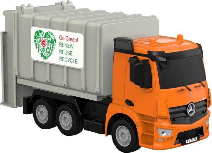 Produktbild Double Remote control RC garbage truck 1:26 (orange) Mercedes-Benz Antos E676-003