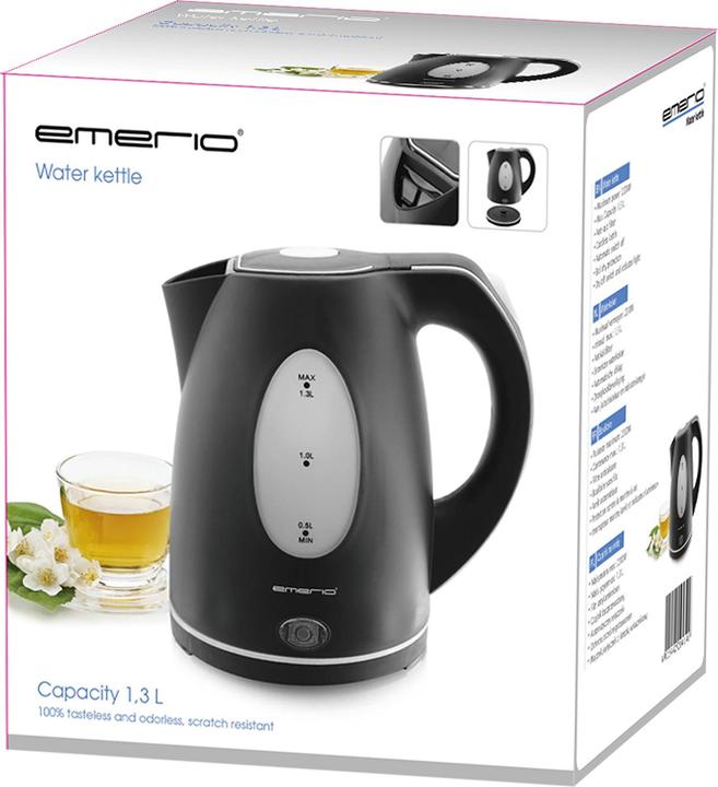 Produktbild Emerio Wasserkocher, 1.3L, Wasserstandsanzeige, schwarz (1.30 l)