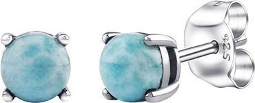 Silvego Silver stud earrings with genuine natural Larimar JJJLRD6ELR