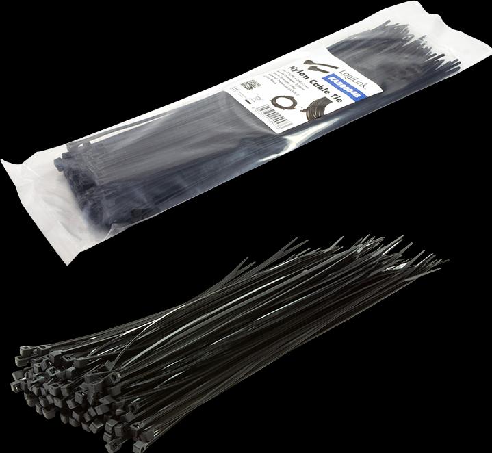 Produktbild LogiLink Kabelbinder 100 Stück, Länge: 300 mm, Stärke: 3,4 mm, schwar (Kunststoffkabelbinder, 300 mm, 100 Stk.)