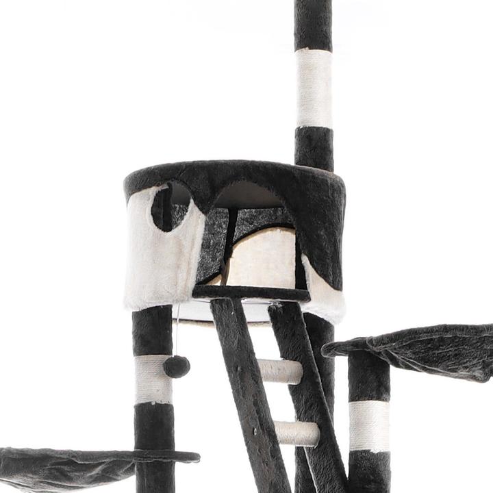 Produktbild Wiltec Kratzbaum 240–260cm schwarz/weiss Katzenkratzbaum deckenhoch Kletterbaum (260 cm, Schwarz, Weiss)