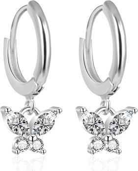 Agato - Silver hoop earrings with bow ties AGT-E064KW