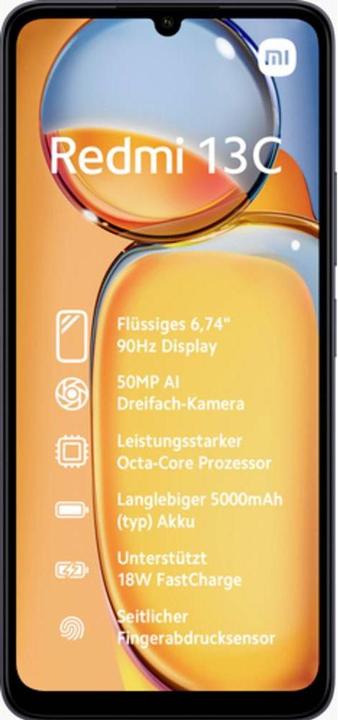 Image du produit Xiaomi Redmi 13C (128 Go, Midnight Black, 6.74", Double SIM, 50 Mpx, 4G)