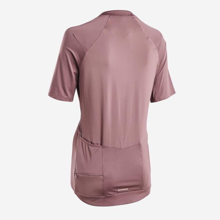 Image du produit Rockrider Maillot vélo manche courte femme cargo, Rose taupe (XL)