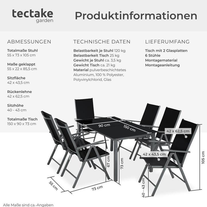 Produktbild tectake Sitzgruppe (150 cm)